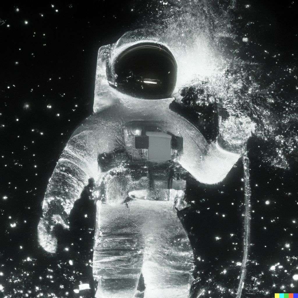 an astronaut, particle simulation, Octane render